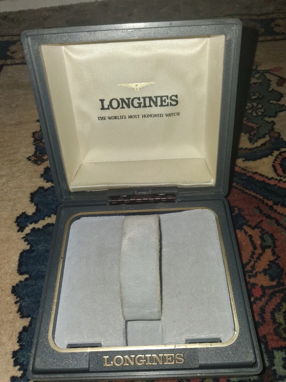 Longines Beige and Silver 1980s Watch Box And Manual